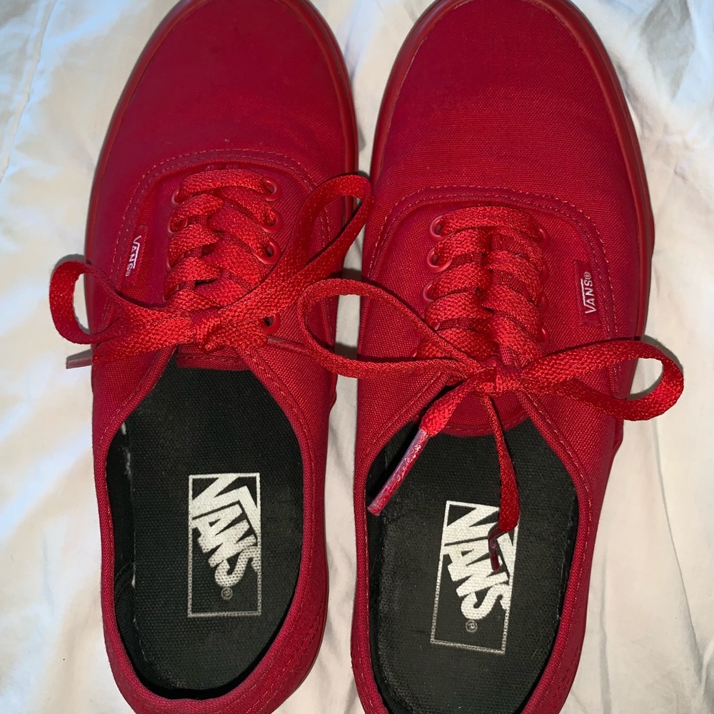 all red authentic vans